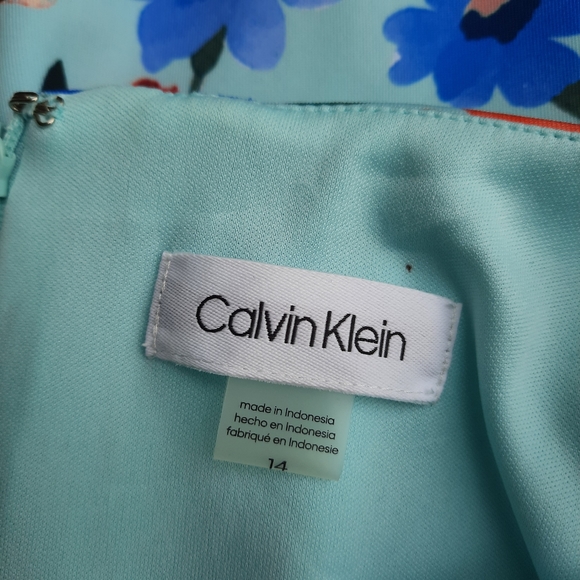 Calvin Klein Floral Print Scuba Stretch Knit Dress Spring Summer Plus 14 NEW - Picture 9 of 10